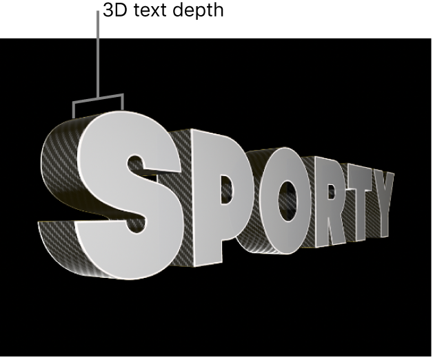 The viewer showing a 3D title from the side