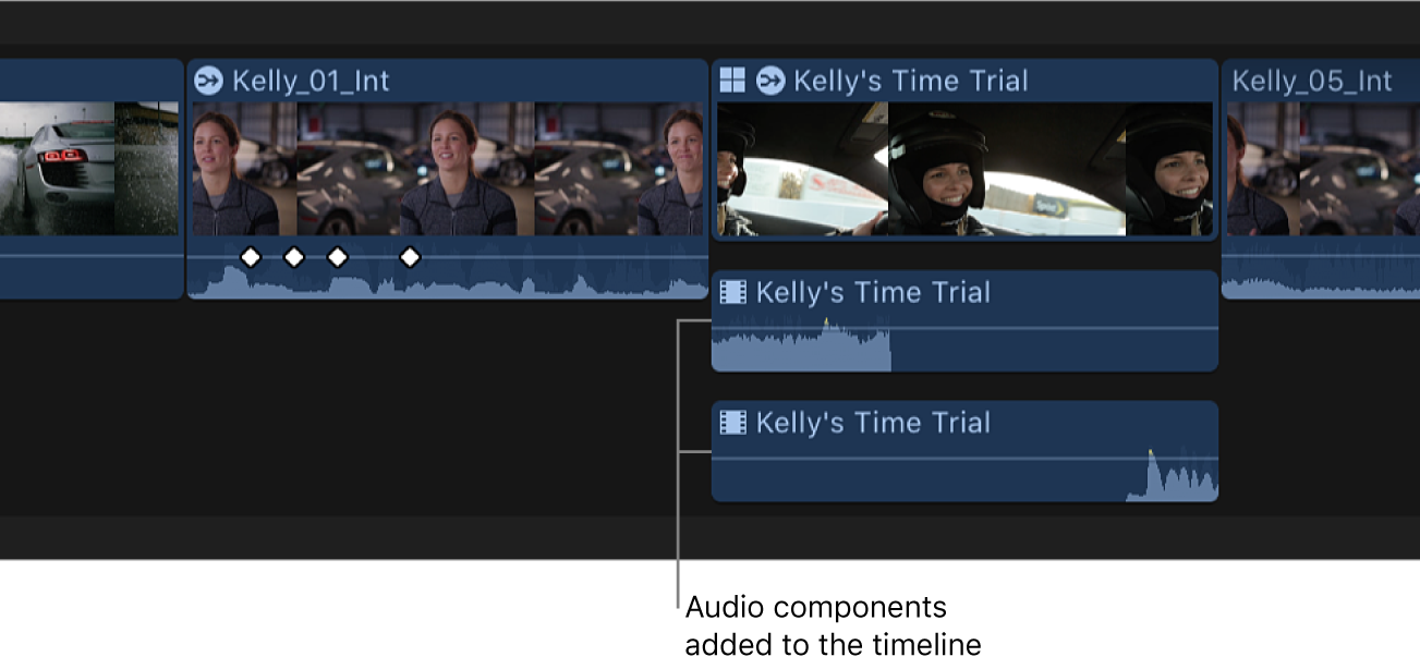 Added audio components shown expanded in the timeline