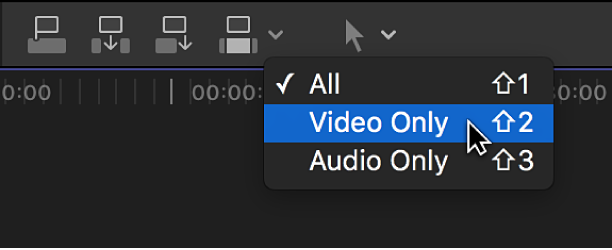 The Video Only option in the Edit pop-up menu above the timeline