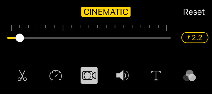 The Depth of Field slider, available when you tap the Cinematic button.