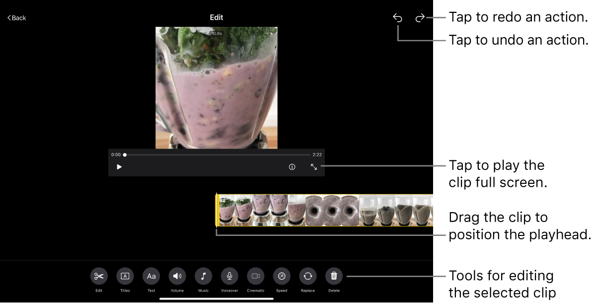 Add titles and audio to Magic Movie and storyboard clips in iMovie on iPad  - Apple Support (CA)