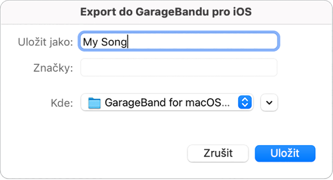 Export do GarageBandu pro iOS.