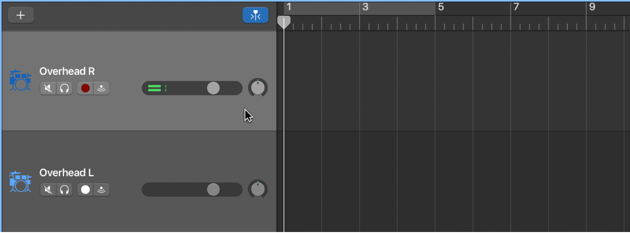 Selecting the header of an audio track.