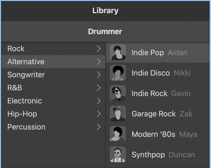 Character card in the Drummer Editor.