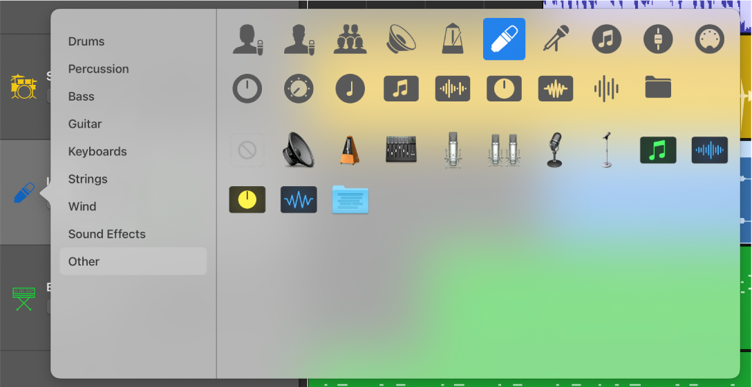 Selecting track icon from Icon shortcut menu.