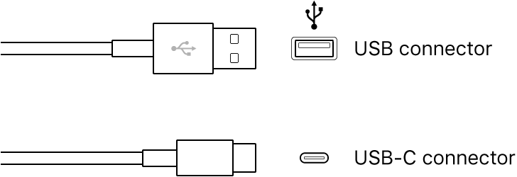 Illustration of USB connectors.