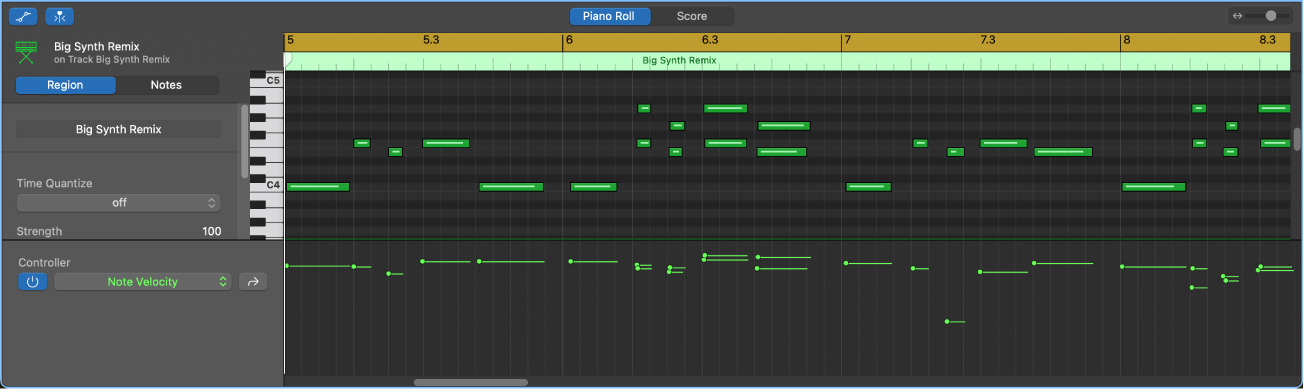 Automation lane in the Piano Roll Editor.