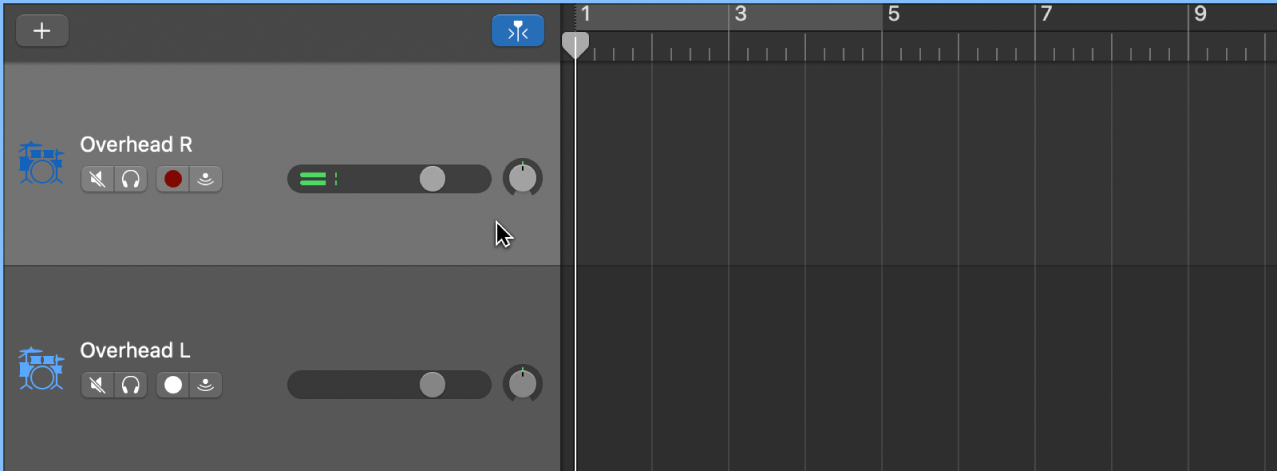 Selecting the header of an audio track.