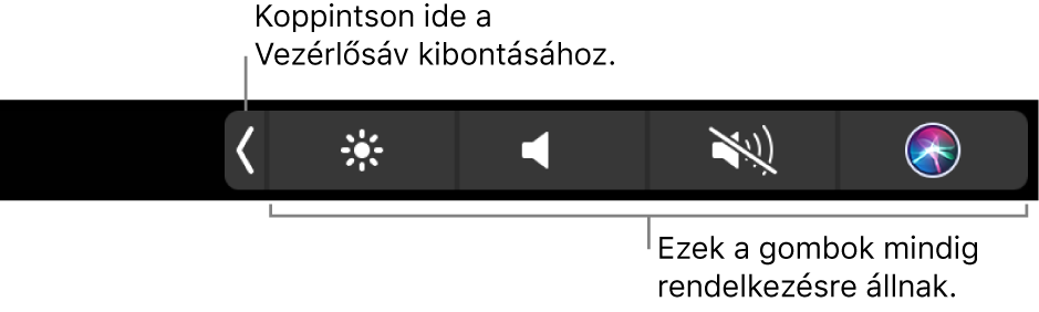 Ábra Touch Bar Control Strip.