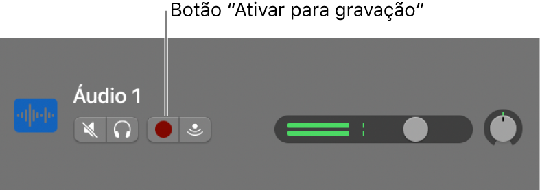 Cabeçalho de faixa a mostrar o botão “Ativar para gravação”.