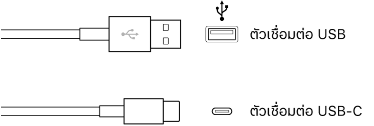 ภาพประกอบของตัวเชื่อมต่อ USB
