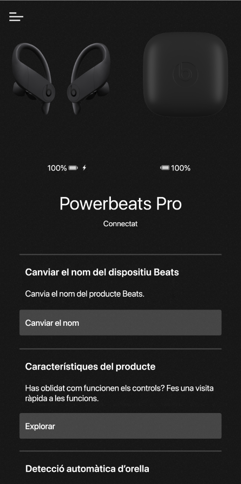 Pantalla del dispositiu Powerbeats Pro