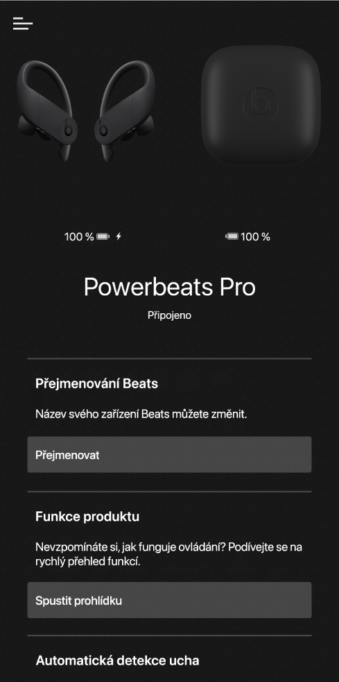 Obrazovka zařízení Powerbeats Pro