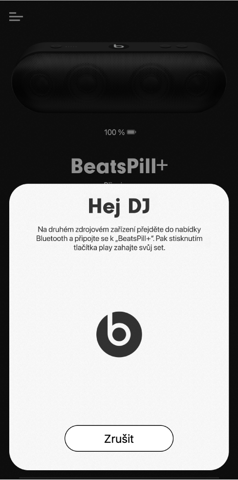 Aplikace Beats v režimu DJ čeká na připojení druhého zařízení