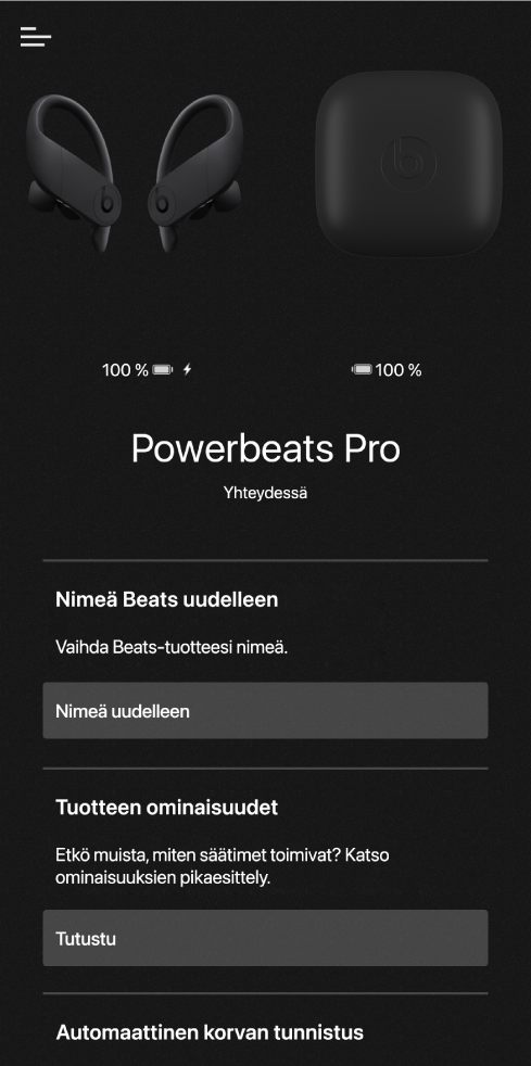 Powerbeats Pro ‑laitenäkymä