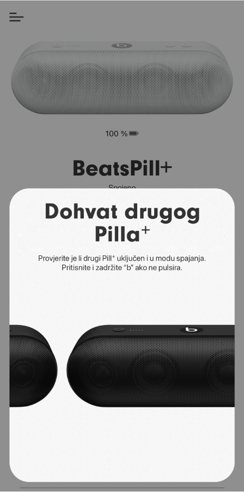 Zaslon “Dohvati drugi Pill+”
