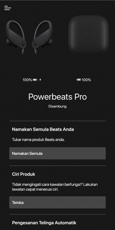 Skrin peranti Powerbeats Pro