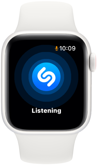 Приложението Shazam, слушащо на Apple Watch
