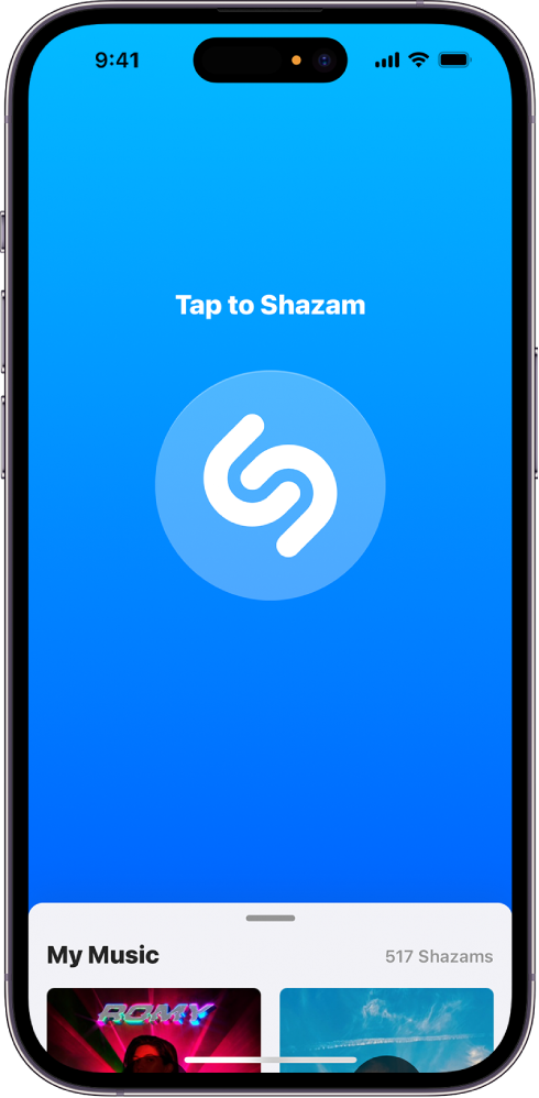 Shazam app main screen with Shazam button