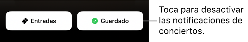 Botón Guardar activo (con marca de verificación) en la “Guía del concierto” de la app Shazam.