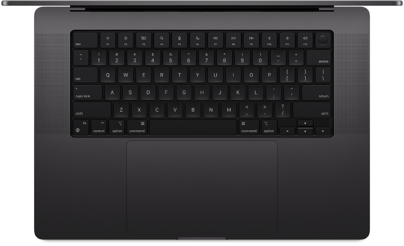 Προβολή πάνω πλευράς MacBook Pro.