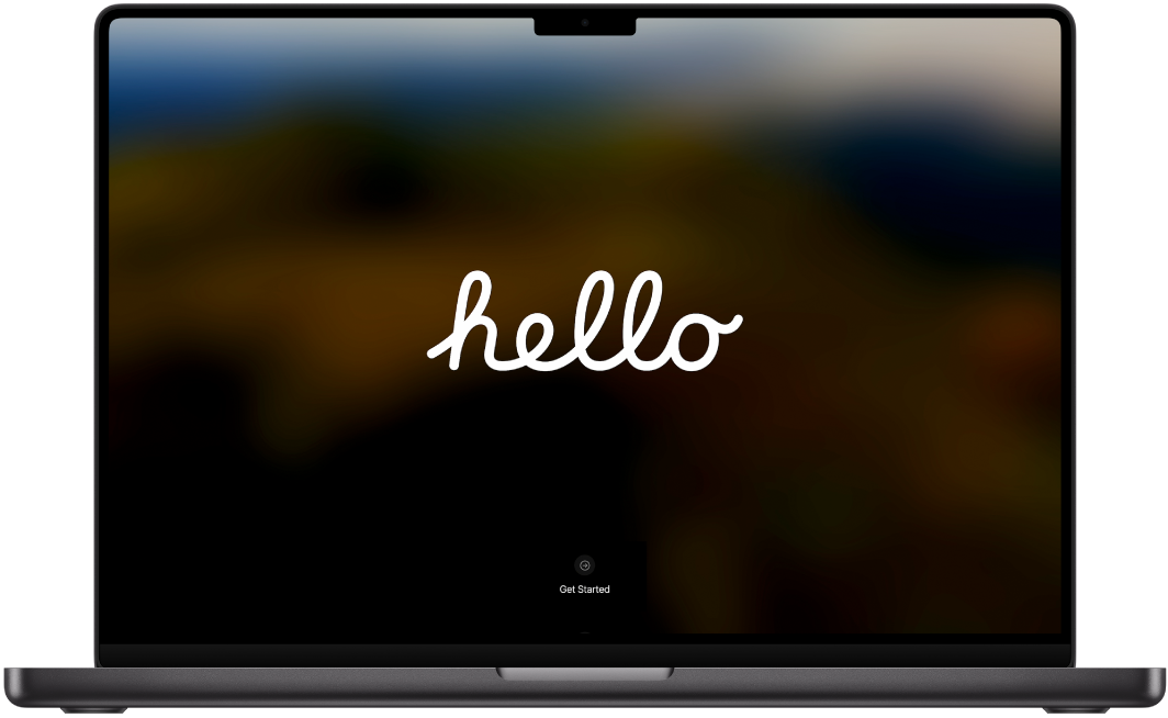 Una MacBook Pro abierta con la palabra “hola” en la pantalla.