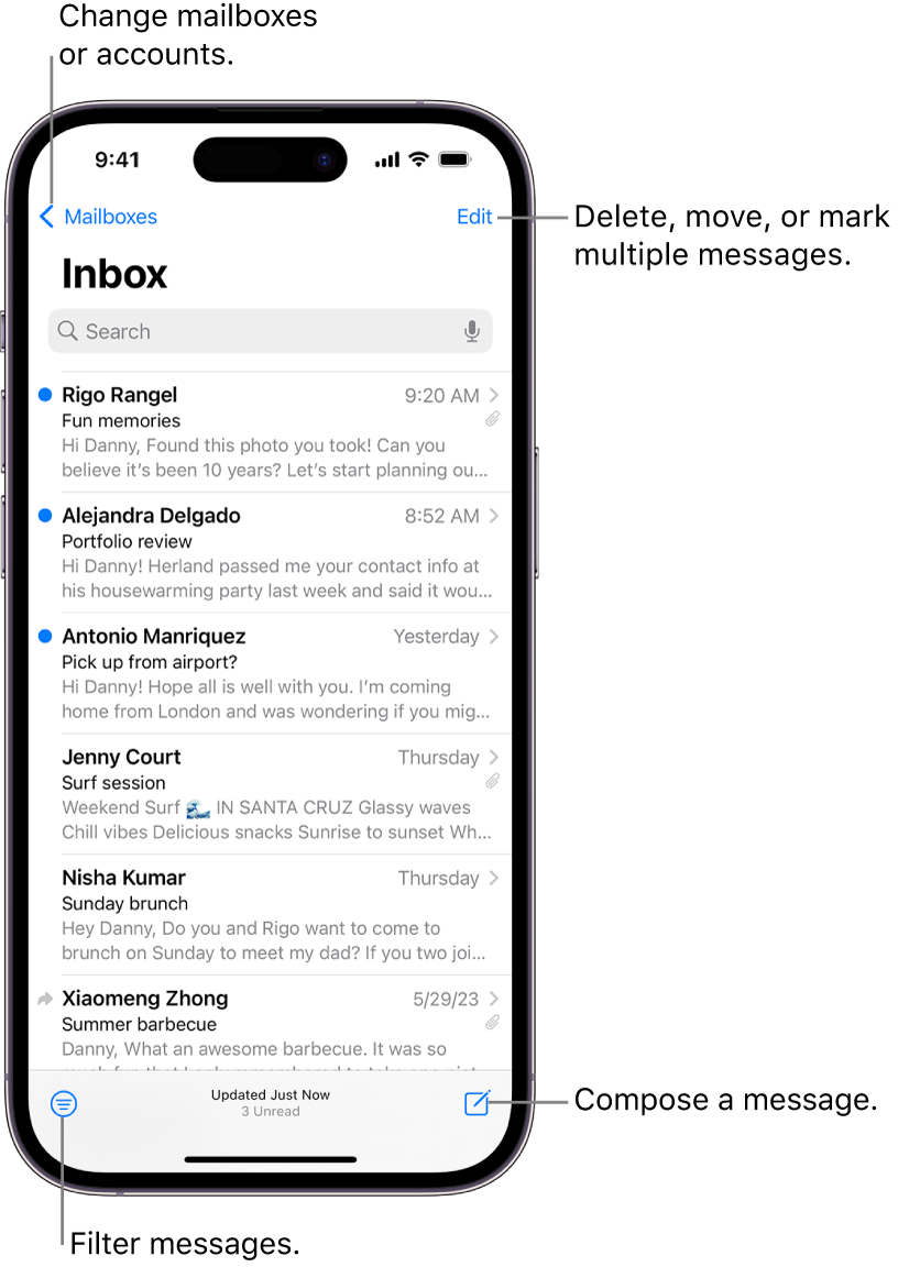 how to check email id in iphone