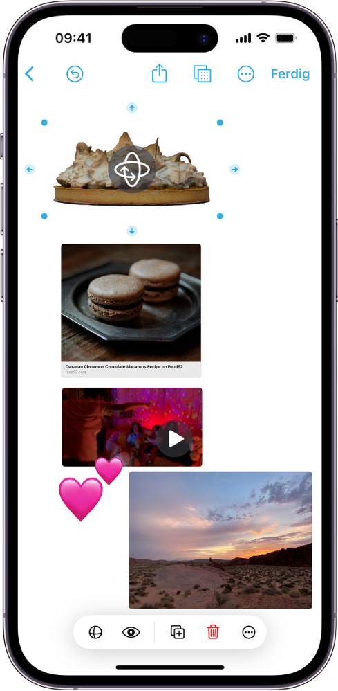 Legg til bilder, videoer, klistremerker, skanninger, lenker og andre filer  på en Freeform-tavle på iPhone - Apple-kundestøtte (NO)