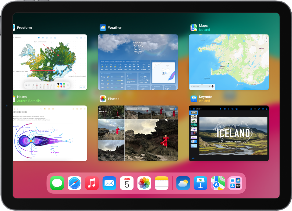 The App Switcher showing multiple recently used apps.