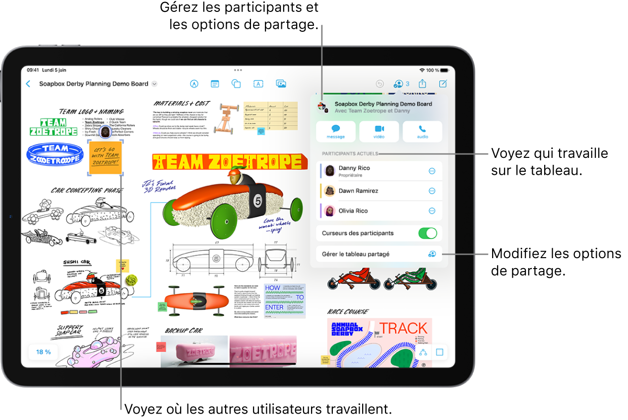 Dessiner ou écrire avec un doigt dans un tableau Freeform sur l