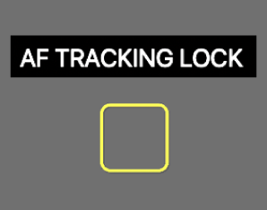 AFトラッキングロックインジケータ（黄色の括弧）。