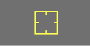 「AFロック」オンスクリーンコントロール（刻み目が付いた小さな黄色の正方形）。