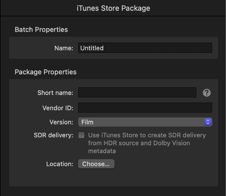 Das Informationsfenster „iTunes Store-Paket“