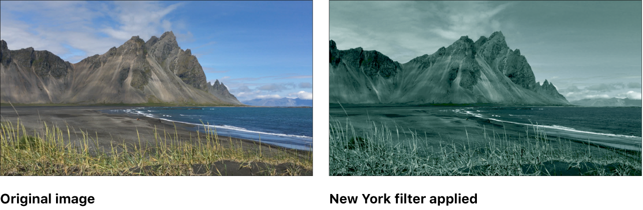 Canvas-Fenster, das den Effekt des Filters „New York“ zeigt.