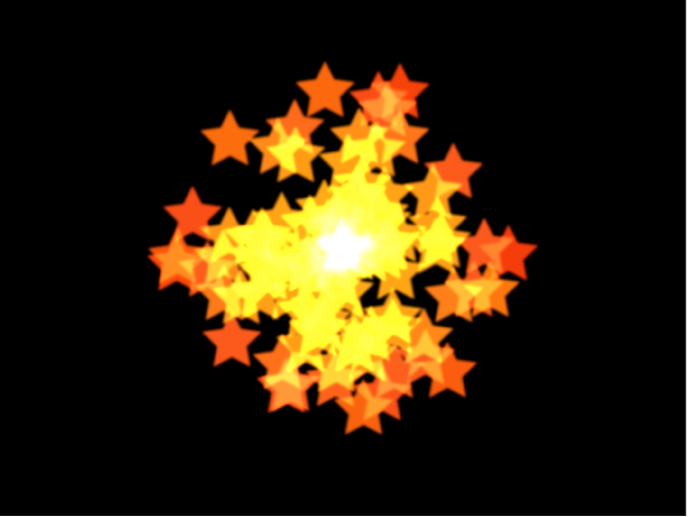 Canvas showing particle system with shape set to Point