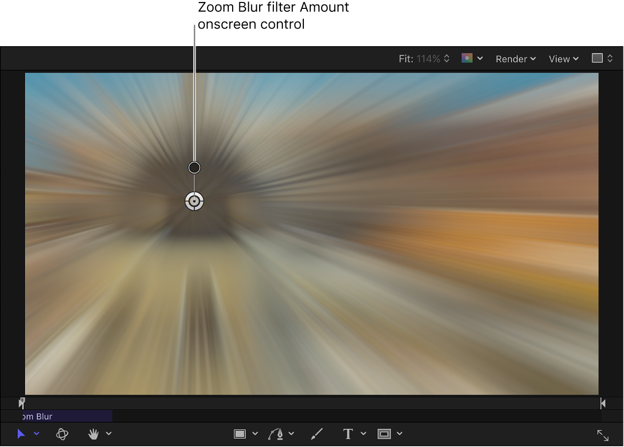 Zoom Blur filter Amount onscreen control