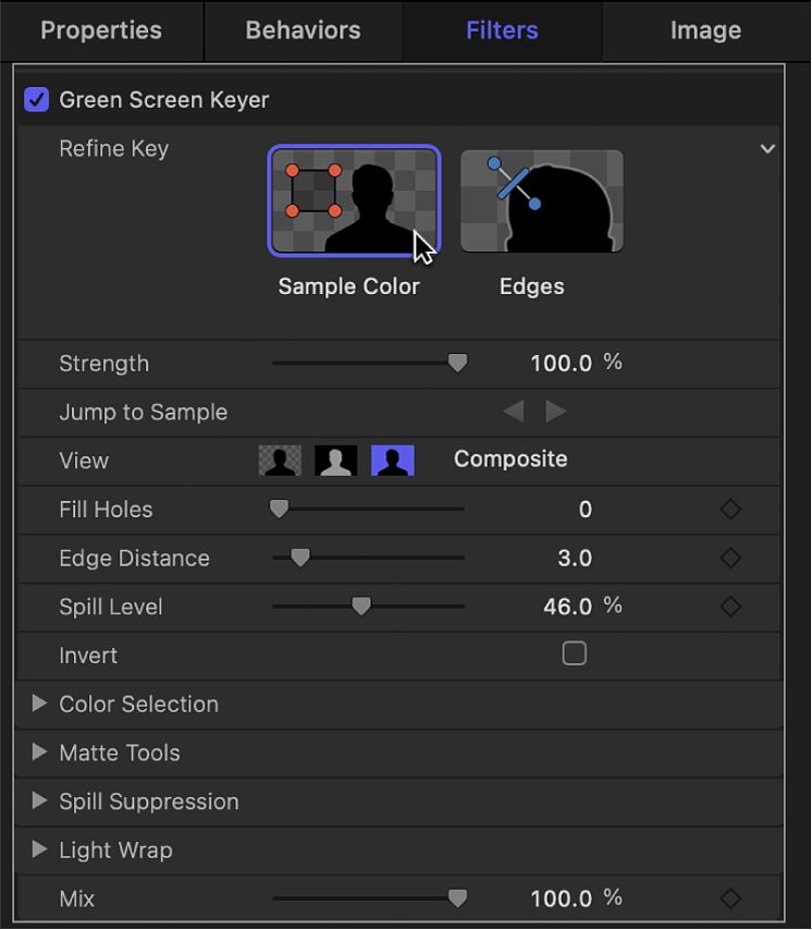 Clicking the Sample Color tool in HUD
