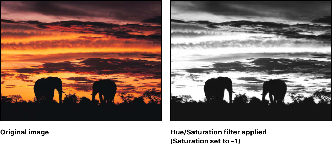 Canvas showing effect of HSV Adjust filter