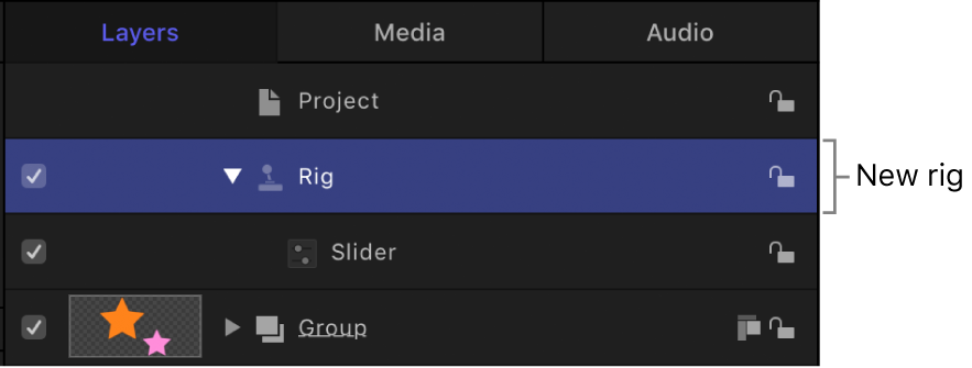 Rig in the Layers list