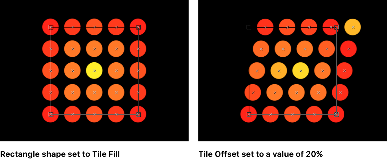 Canvas showing Arrangement set to Tile Fill, and Tile Offset value of 20%