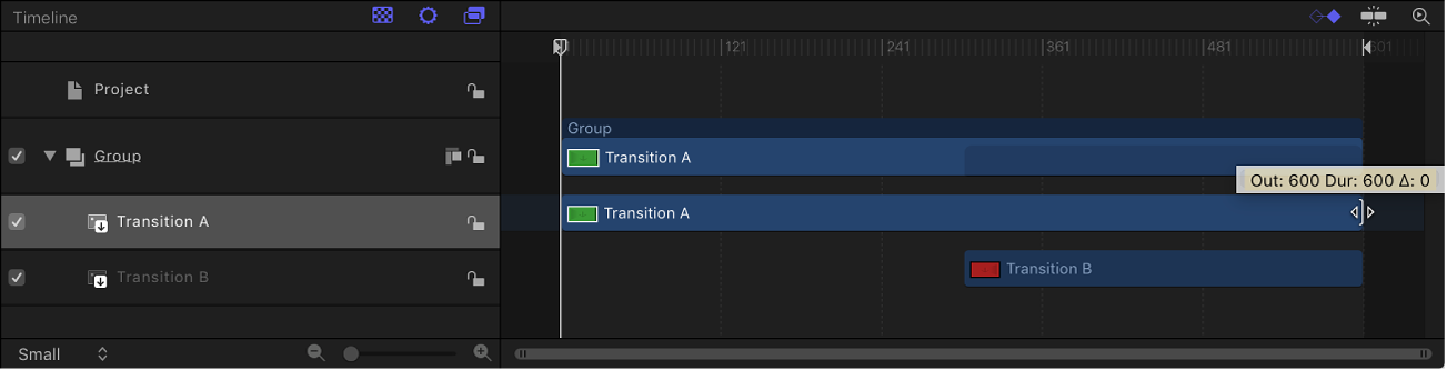 Dragging Transition A timebar in Timeline
