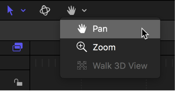 Selecting Pan from the View Tools pop-up menu