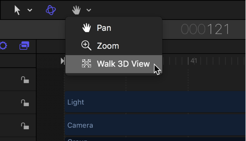 Selecting the Walk 3D View tool from the toolbar