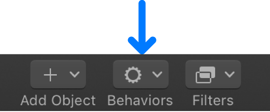 Toolbar showing Behaviors pop-up menu