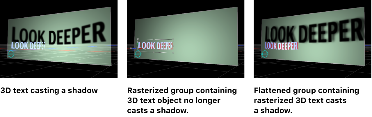 Lienzo que muestra el efecto de la rasterización sobre las sombras.