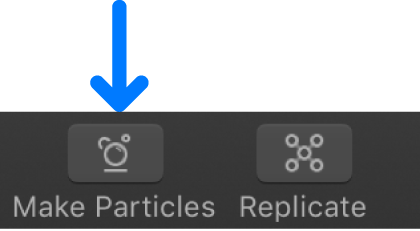 Botón “Crear partículas” en la barra de herramientas