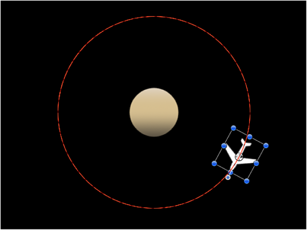 Lienzo con un ejemplo del parámetro “En órbita”