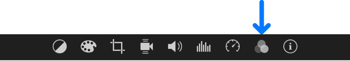 Botão “Filtro de clips e efeitos de áudio” na barra de ajustes
