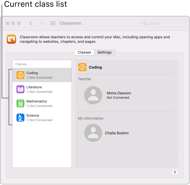 Students’ view of Classroom classes that are available to them.