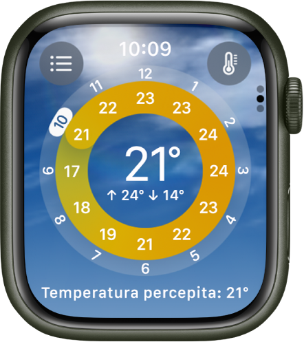La schermata “Condizioni meteo” nell'app Meteo.